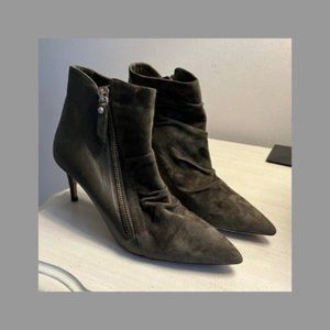 Jimmy Choo Green Suede Leather Heeled Ankle Booties w/ Zipper Size